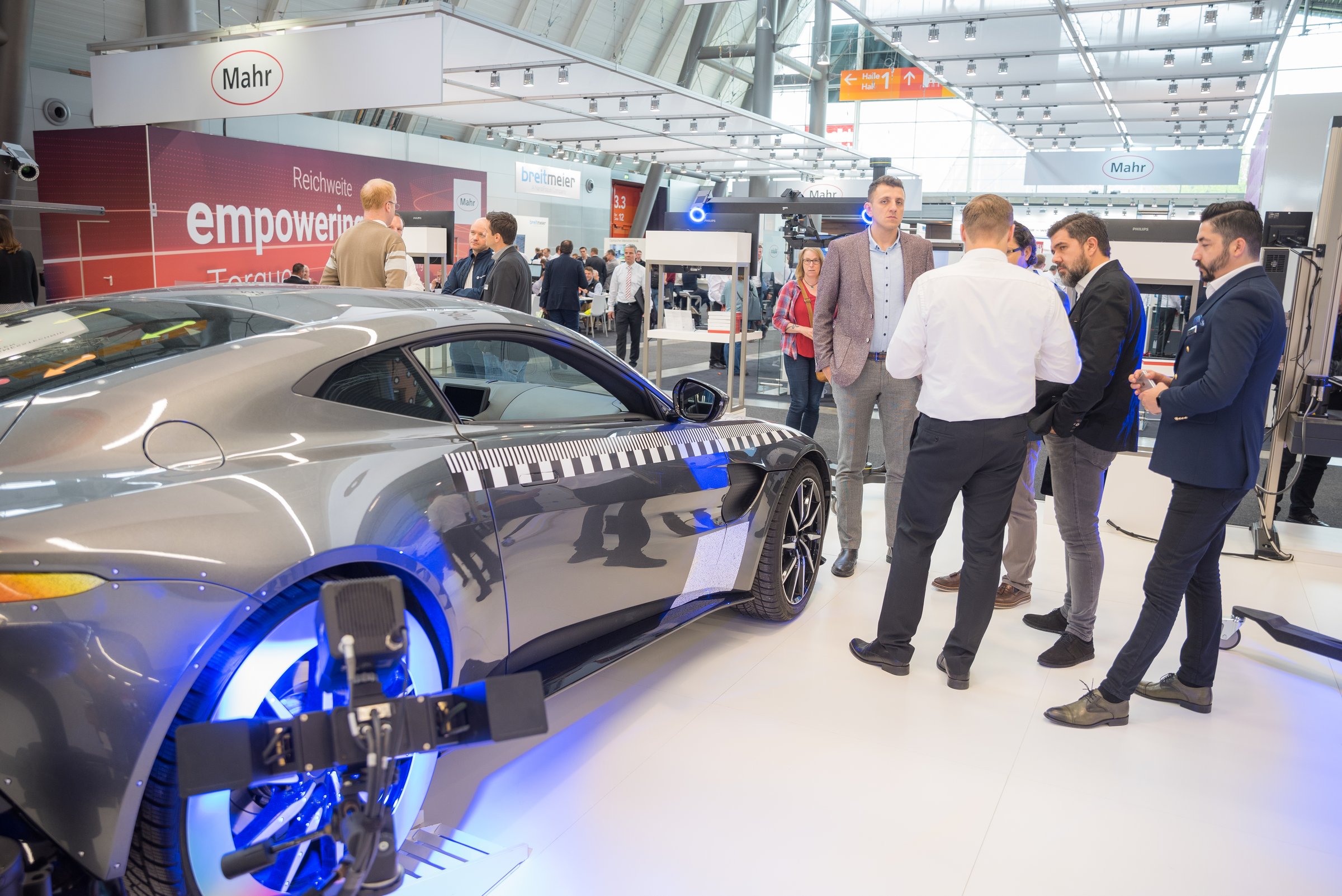 ARAMIS SRX measuring an Aston Martin wheel and brake assembly during a live demonstration.