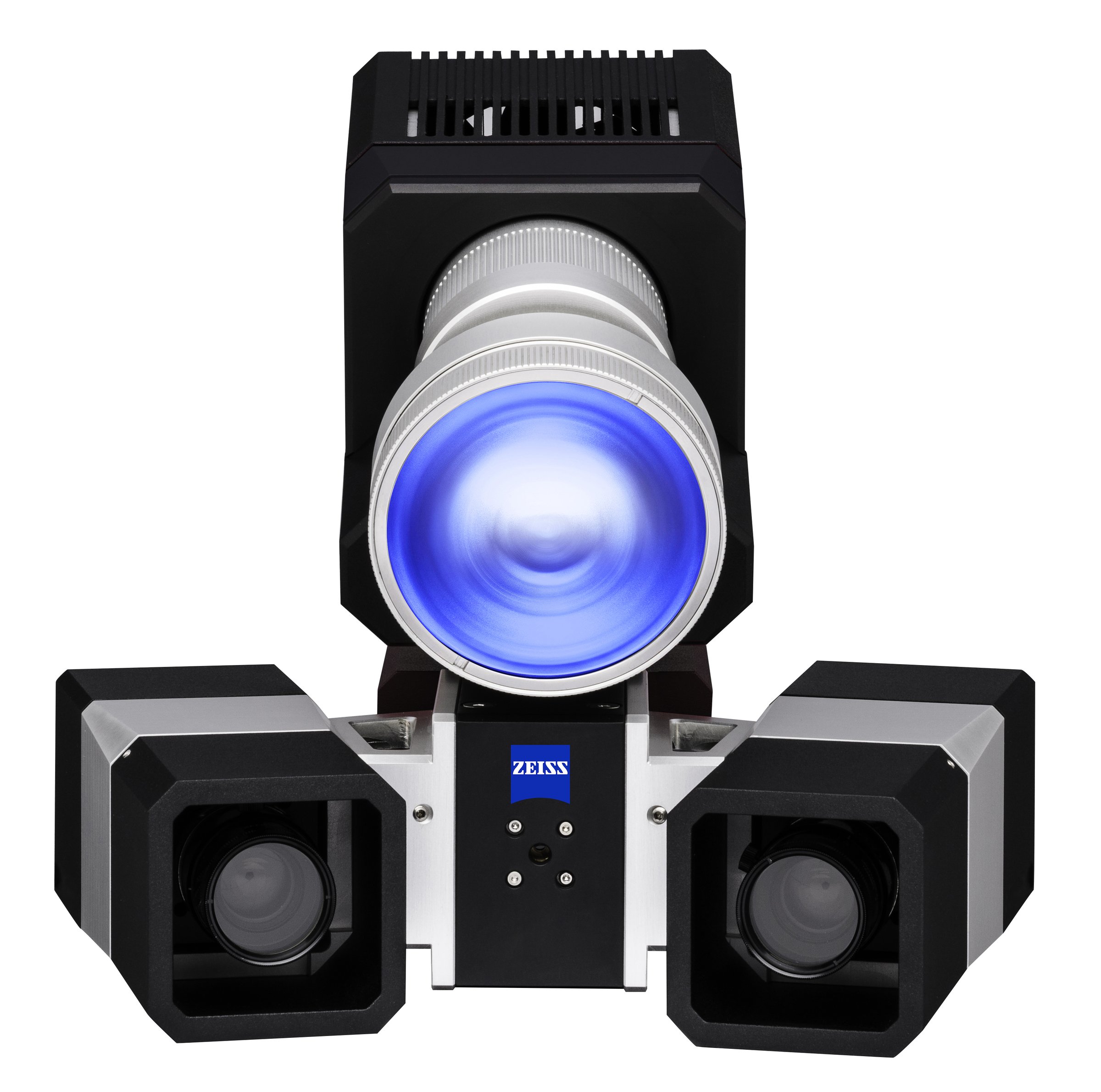 ZEISS ARAMIS 3D Fixed Base stereo sensor head with Blue Tracking Spots and integrated light projector, the workhorse of full-field DIC