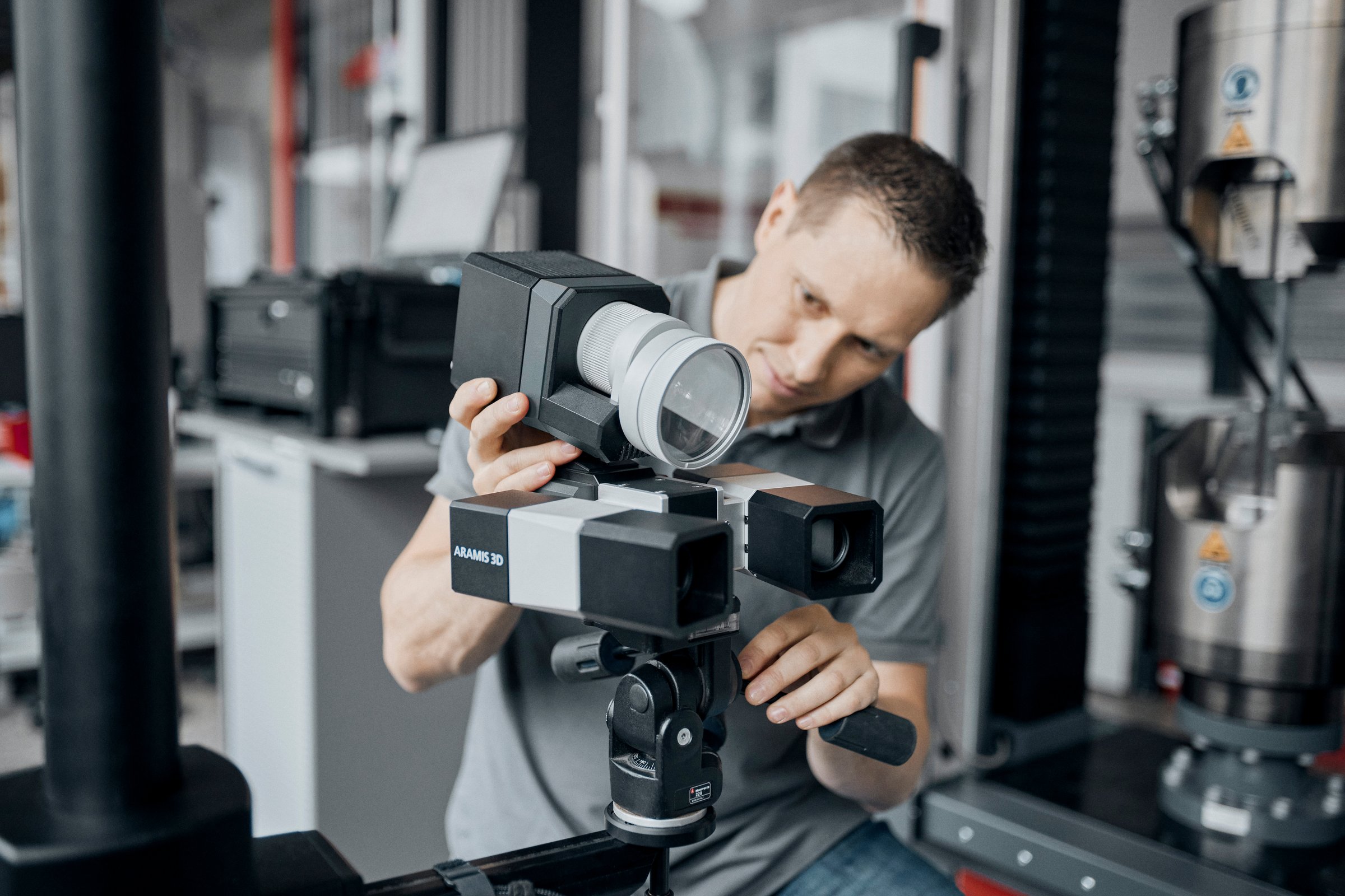 ARAMIS 3D system set up on a Zwick/Roell materials test frame inside the Trilion King of Prussia lab