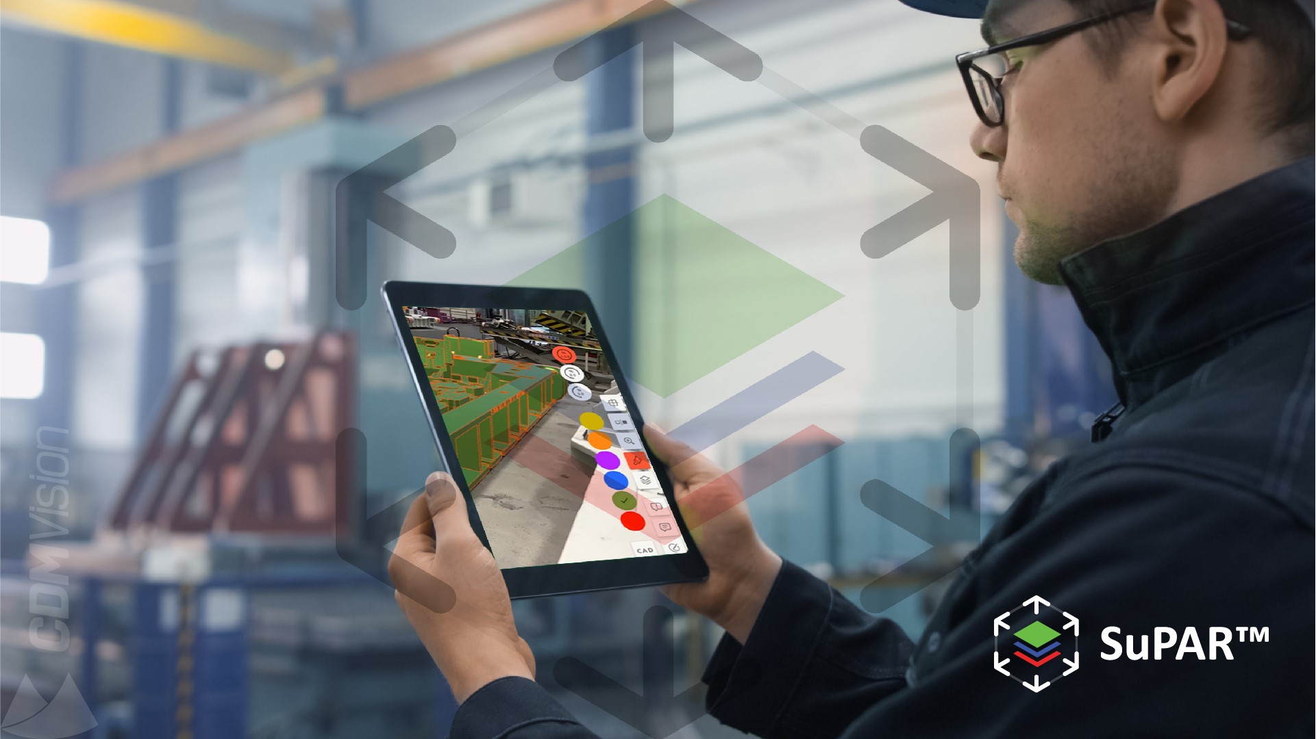 Man using SuPAR to inspect a large part 